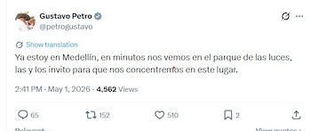 El presidente Petro llegó a Medellín - crédito @petrogustavo/X