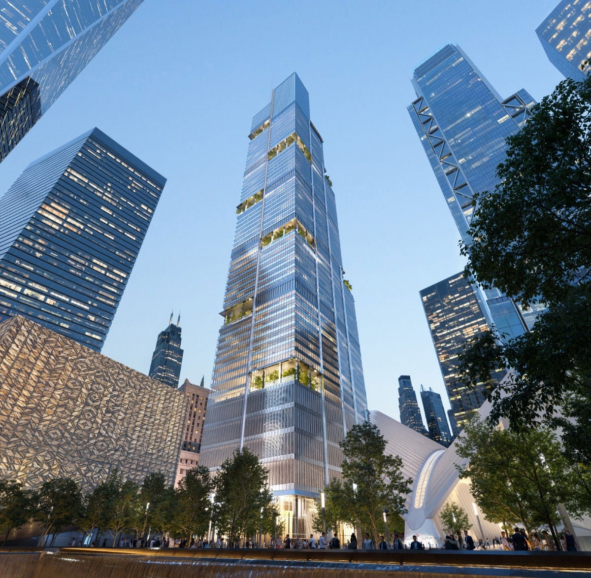 La construcción del 2 World Trade Center generará miles de empleos sindicalizados y aportará miles de millones de dólares a la economía de la ciudad y del estado de Nueva York (American Express/Foster + Partners).