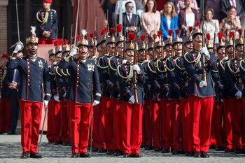 La princesa de Asturias, Leonor de Borbón, antes de jurar bandera con el resto de los cadetes de su curso. EFE/Javier Cebollada