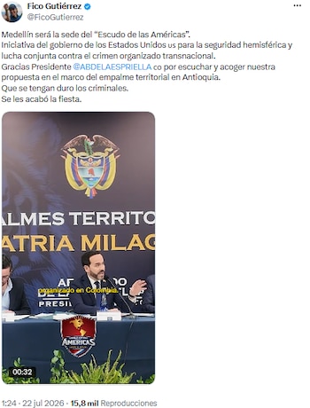 Federico Gutiérrez confirmó a Medellín como centro estratégico de seguridad hemisférica - crédito @FicoGutierrez/X