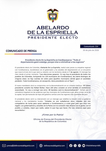 Comunicado tras encuentro con líderes con Cundinamarca