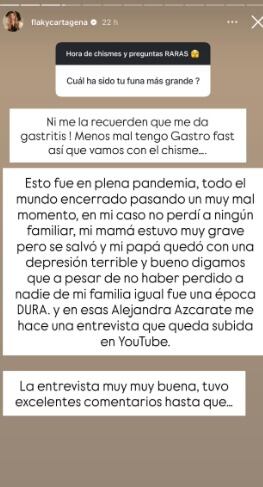 Mabel Cartagena revela el episodio más duro de funa en su vida - crédito @flakycartagena/IG