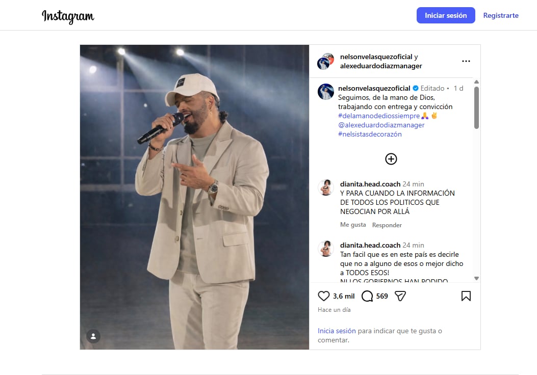 La respuesta de Nelson Velásquez en redes sociales tras el escándalo defendió su trabajo y fue su único pronunciamiento oficial sobre la fiesta carcelaria - crédito @nelsonvelasquezoficial/Instagram