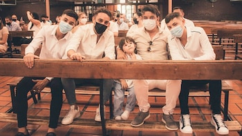 Marcelo Gallardo con sus hijos