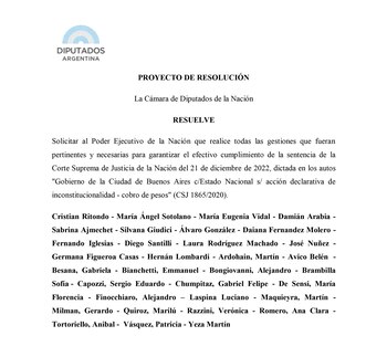 El encabezado de la resolución