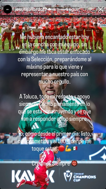 El lateral dedicó en redes unas palabras a su equipo. IG: jesusgallardo17