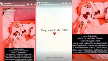 Carolina Ramírez compartió con sus seguidores la noticia del nacimiento de su primer hijo, Sur, a través de un mensaje en redes sociales - crédito @carocali/ Instagram