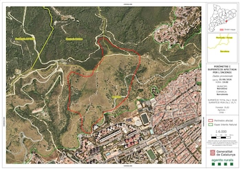 El perímetro afectado por el incendio de Collserola (@agentsruralscat)