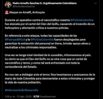 El ministro Sánchez aseguró ofensiva