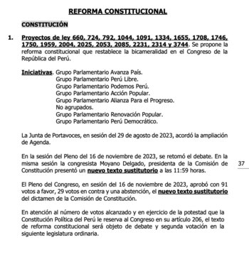 Congreso agenda debate del retorno