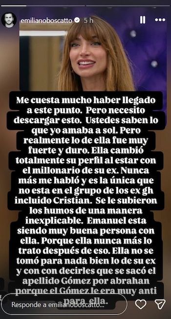 La polémica declaración de Boscatto generó una fuerte repercusión entre los seguidores del programa y en redes sociales