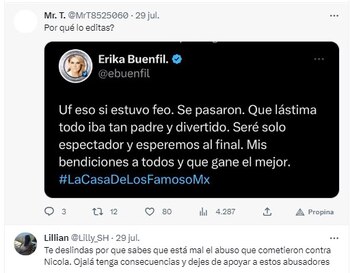 Usuarios criticaron a Érika Buenfil.