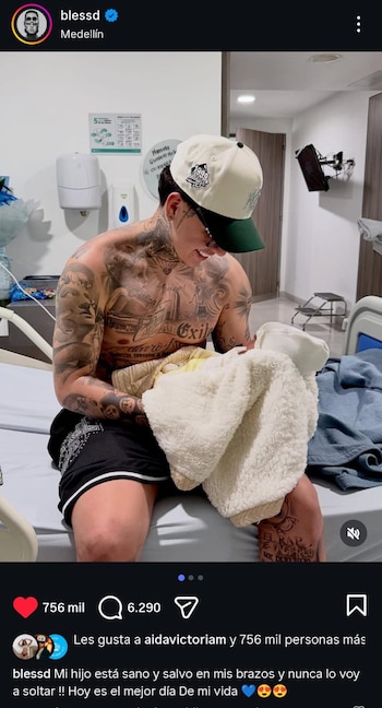El cantante de reguetón Blessd expresó su alegría por el nacimiento de Caleb y afirmó que su hijo está sano y salvo - crédito blessd / Instagram