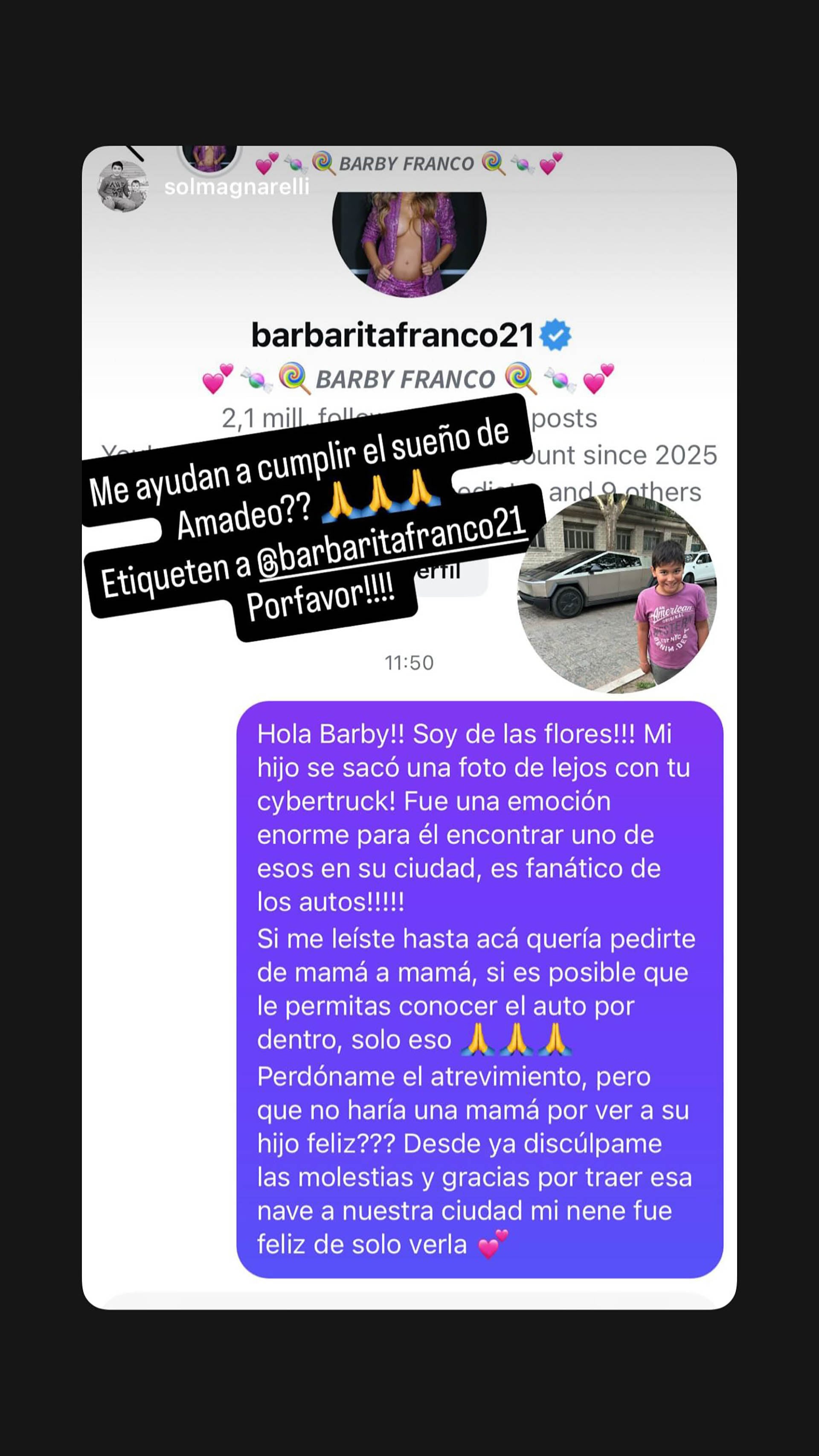 El pedido de la madre de Amadeo a Barby