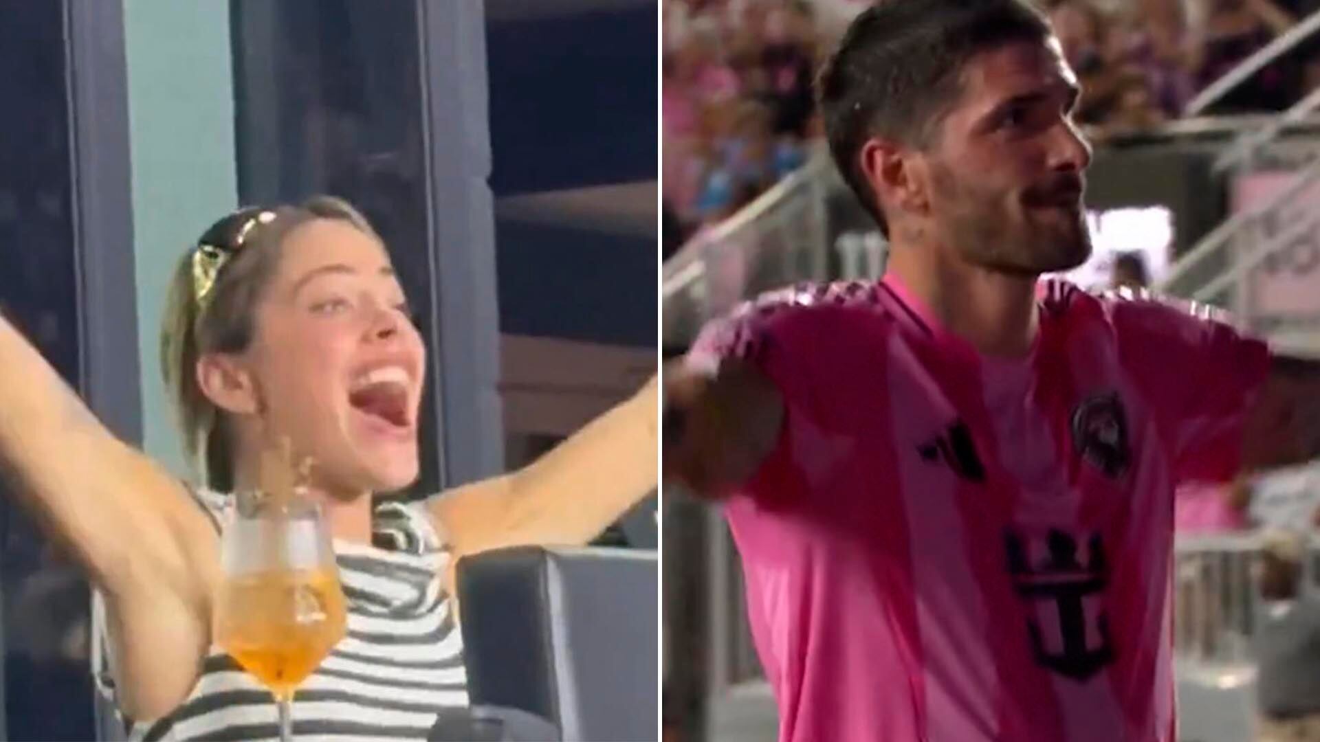 La reacción de Tini Stoessel ante el gol que hizo Rodrigo de Paul en su segundo partido en el Inter Miami (X)
