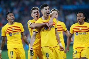 Lewandowski celebra su gol de