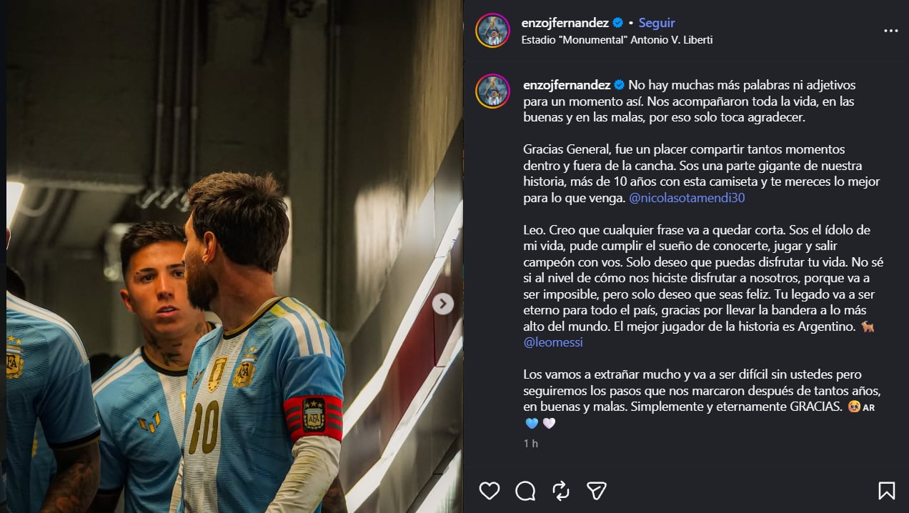 El posteo de Enzo