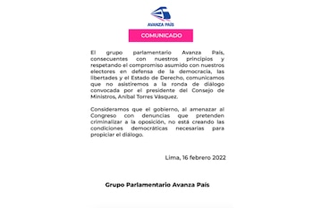 Avanza País no participará de