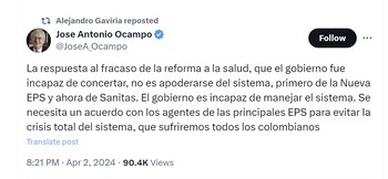 El exministro José Antonio Ocampo