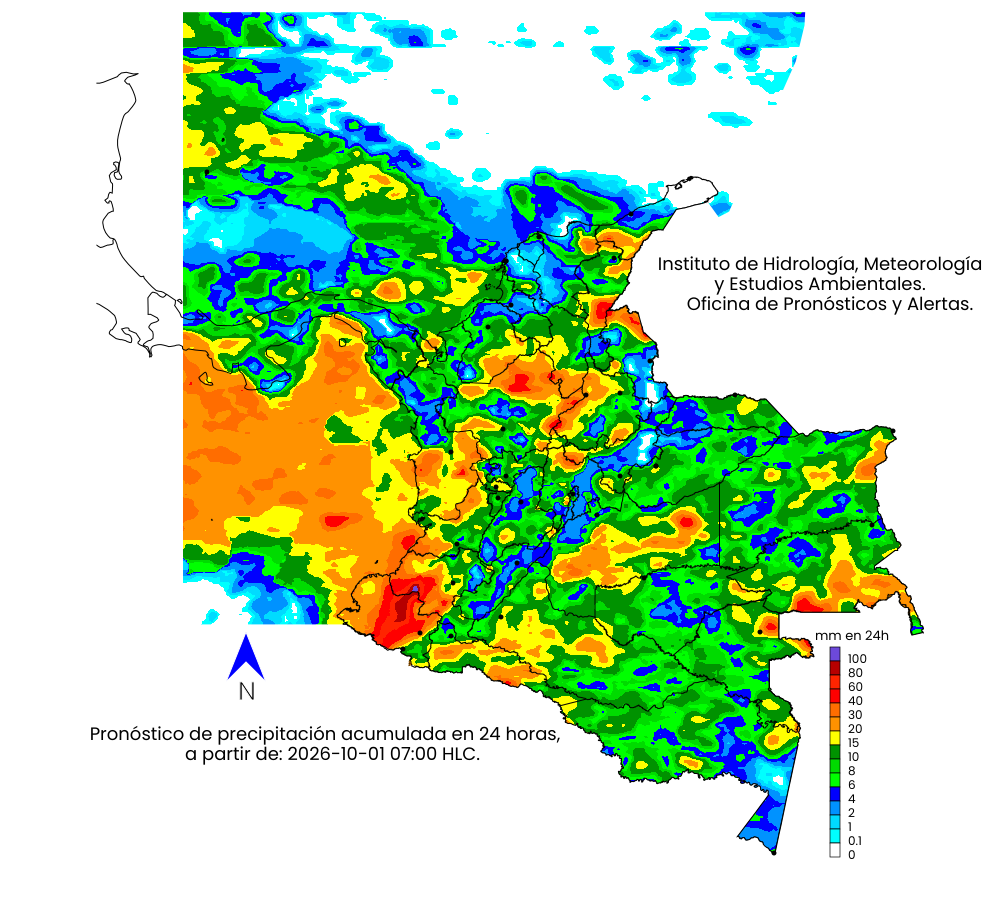 La capital del país registrará días de nubosidad con precipitaciones y temperaturas máximas de 19 °C - crédito @IDEAMColombia/X