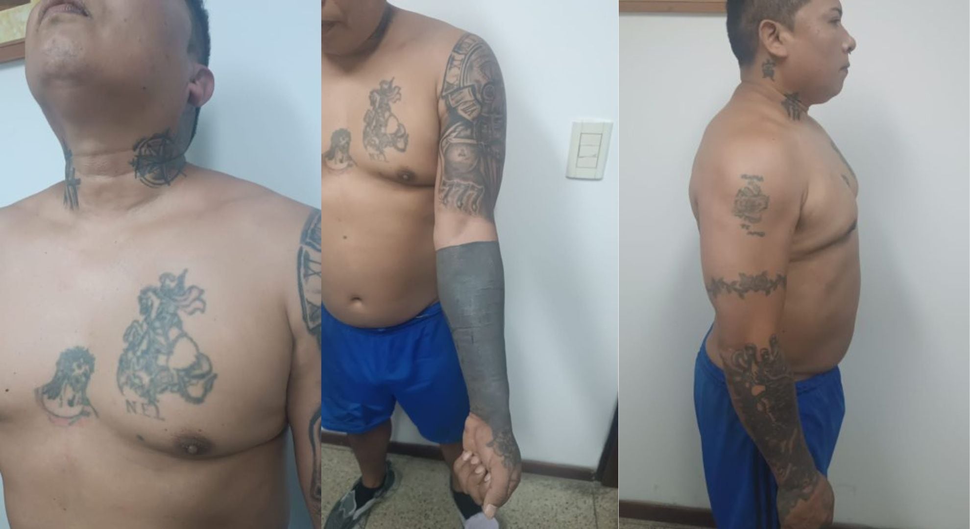 Varios de los tatuajes que tiene el prófugo