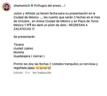 Chamonic reveló que la gira