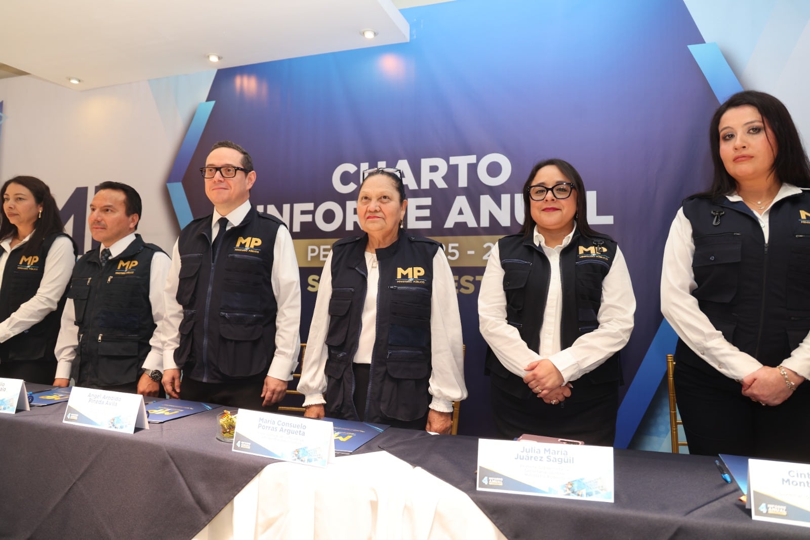 Consuelo Porras presentó su cuarto y último informe como fiscal general del Ministerio Público de Guatemala, resaltando ocho años de gestión. (Ministerio Público de Guatemala)