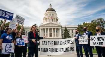 Manifestantes a favor y en