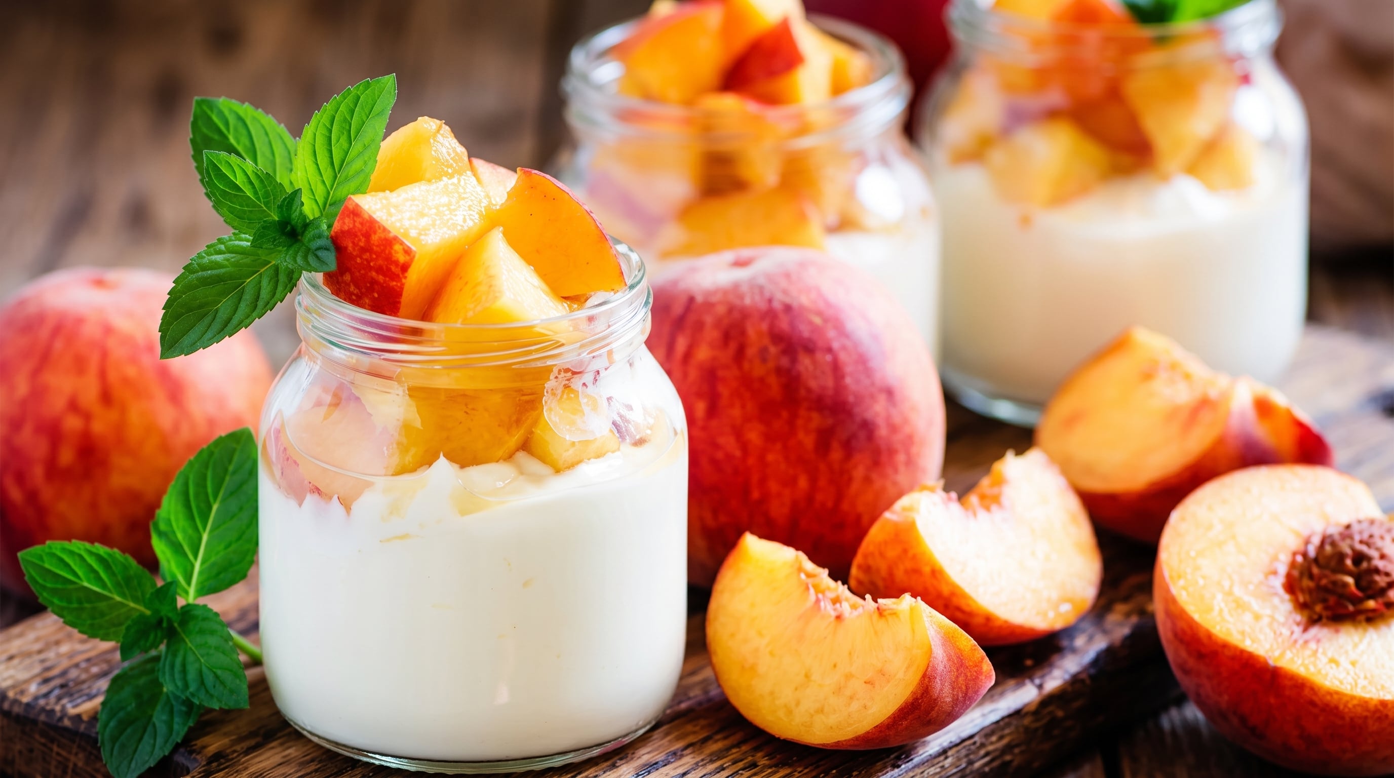 La receta de yogurt casero de durazno resulta adecuada para desayunos, meriendas o postres (Imagen Ilustrativa Infobae)