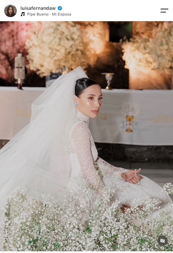 Luisa Fernanda W eligió un vestido de novia de la diseñadora Francesca Miranda para la ceremonia - crédito @luisafernandaw/ Instagram