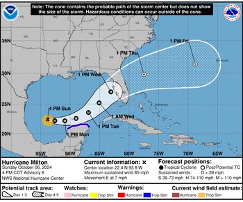 Huracán Milton avanza hacia el
