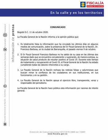 Comunciado de prensa que sobre