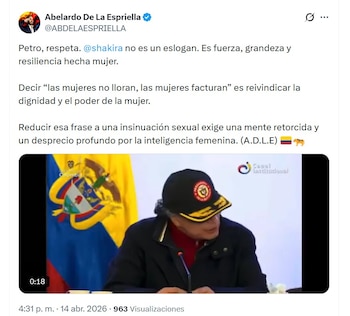 Abelardo de la Espriella estalló contra el presidente Petro por sus palabras sobre la figura de Shakira - crédito @ABDELAESPRIELLA/X