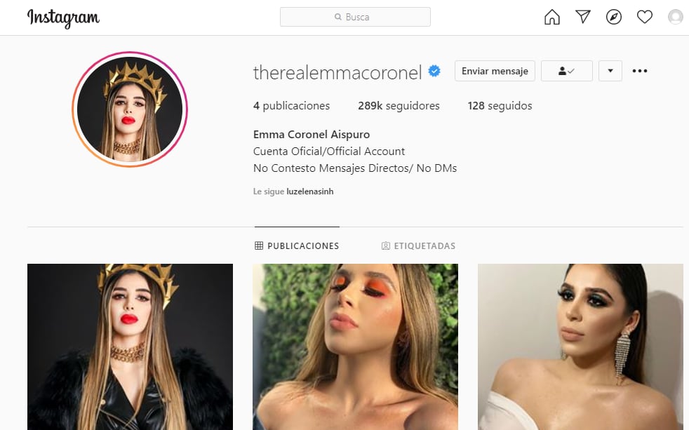 Emma Coronel en Instagram oficial therealemmacoronel.