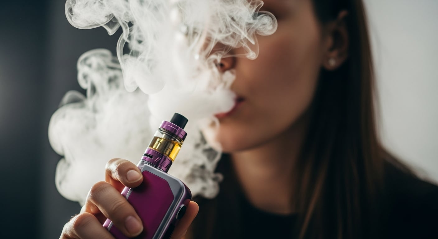 Una joven utiliza un cigarrillo electrónico, generando una densa nube de vapor. El uso de vapeadores ha crecido en los últimos años, especialmente entre adolescentes y adultos jóvenes. /(Imagen Ilustrativa Infobae)