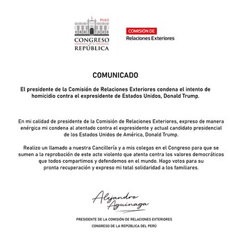 Congresista Alejandro Aguinaga expresó su