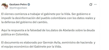 Gustavo Petro, expresidente de Colombia, dijo que "este viernes empieza a trabajar el gabinete por la vida" - crédito @PetroGustavo/X