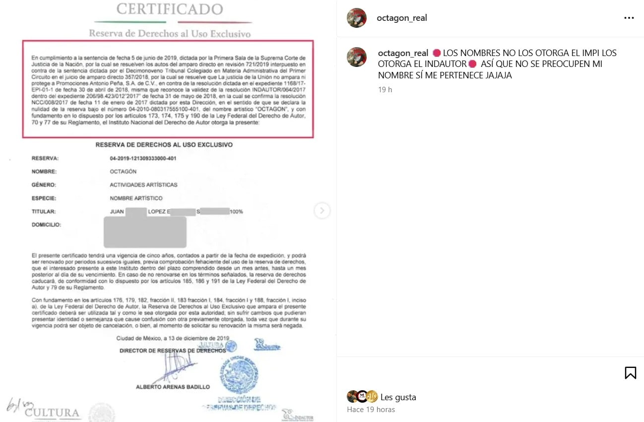 Así fue cómo Octagón reveló que él es el dueño de su personaje. (Instagram / octagon_real)