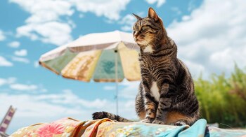 Un gato sentado en un auto, observando con interés el paisaje exterior en su camino a la playa. La fotografía ilustra el vínculo entre las mascotas y sus dueños, y cómo los viajes pueden ser una experiencia compartida y disfrutada también por los animales. Refleja la tendencia creciente de incluir a las mascotas en actividades familiares, como las vacaciones en la playa, asegurando su bienestar y cuidado durante el viaje. (Imagen ilustrativa Infobae)
