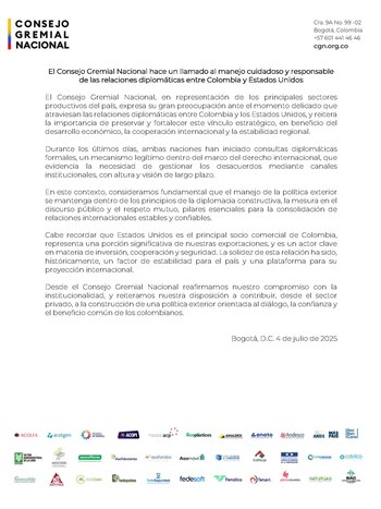 El Consejo Gremial pidió llevar