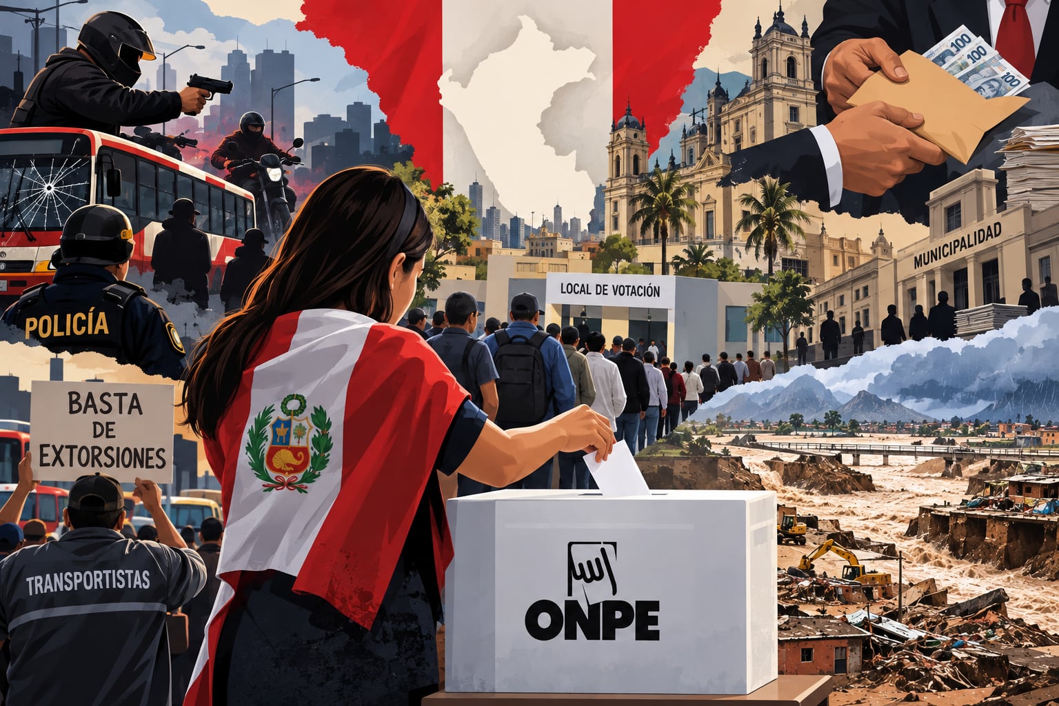 Las elecciones municipales y regionales de 2026 en Perú abordan temas de seguridad ciudadana, corrupción e infraestructura. (Imagen Ilustrativa Infobae)