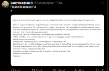 Barry Keoghan publicó un comunicado