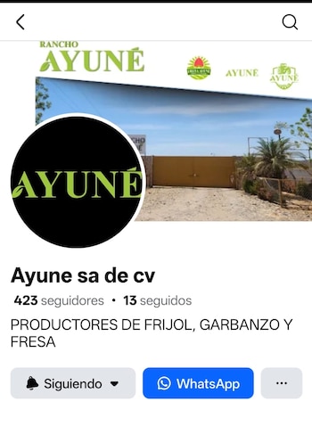 En Facebook el Rancho Ayuné se muestra como una productora de frijol, garbanzo y fresa. (Facebook)
