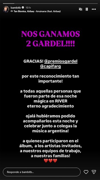 Bambi agradeció a sus fanáticos