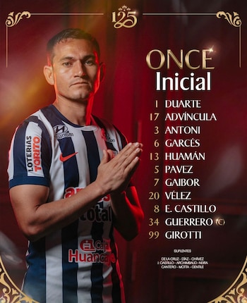 Once confirmado de Alianza Lima para enfrentar a Sport Boys por Torneo Clausura 2026.