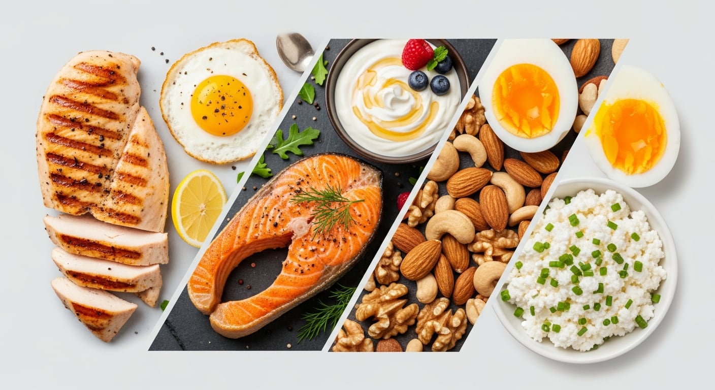 Lentejas, garbanzos, semillas, pollo, pescado y yogur griego figuran entre las opciones saludables que aportan nutrientes esenciales, permiten variar la dieta y contribuyen a la prevención de enfermedades, según Cleveland Clinic.(Imagen Ilustrativa Infobae)