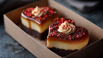 Chocoflan en forma de corazón,