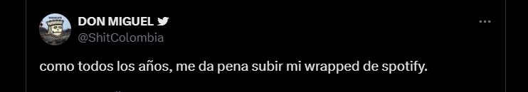Algunos usuarios bromean sobre la pena que les genera subir su resumen musical - crédito redes sociales/X