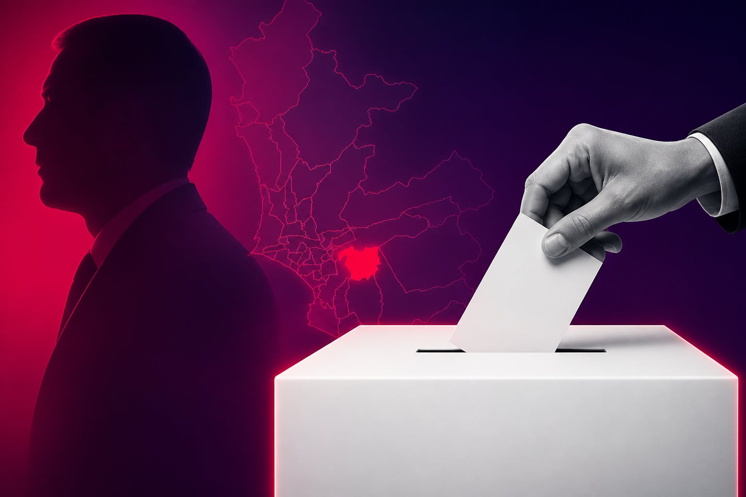 Un montaje visual ilustra el proceso electoral en el distrito de La Molina sobre el mapa de Lima Metropolitana y la silueta de un candidato. (Imagen Ilustrativa Infobae)