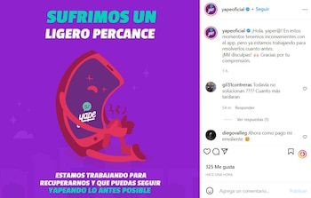 Comunicado de Yape en redes